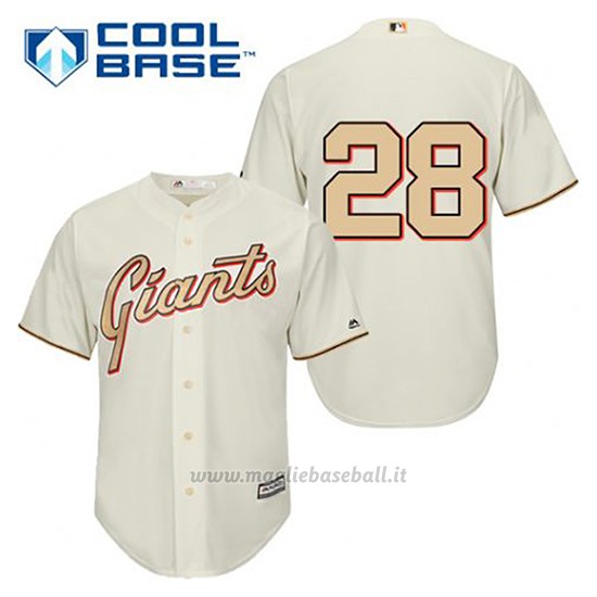 Maglia Baseball Uomo San Francisco Giants Buster Posey 28 Crema Commemoratif Cool Base